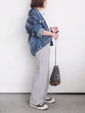 「knock through abstraction（ノックスルーアブストラクション）のアイテム（バッグ）」を使った、SACHIさん（レディース・150cm）の春コーディネート