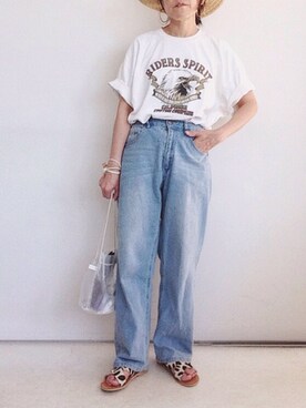 「CANAL JEAN（キャナルジーン）のfrom Lagoon(フロムラグーン) クロスレザーサンダル（サンダル）」を使った、SACHIさん（レディース・150cm）の春コーディネート