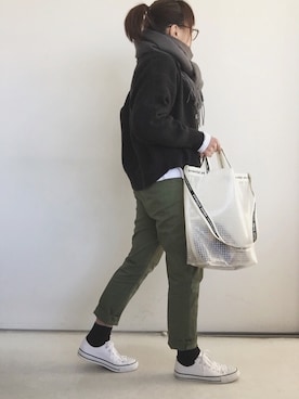 「BLISS POINT（ブリスポイント）のアイテム（パンツ）」を使った、SACHIさん（レディース・150cm）の冬コーディネート