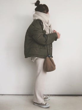 「AS KNOW AS PINKY（アズノゥアズピンキー）のアイテム（ブルゾン）」を使った、SACHIさん（レディース・150cm）の冬コーディネート