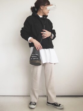 「knock through abstraction（ノックスルーアブストラクション）のアイテム（バッグ）」を使った、SACHIさん（レディース・150cm）の冬コーディネート