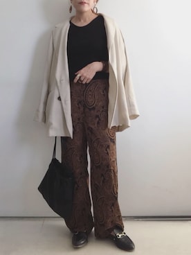 「スリッパ」｜「アイテム（アクセサリー）」を使った、SACHIさん（レディース・150cm）の秋コーディネート
