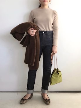 「JOURNAL STANDARD relume（ジャーナルスタンダード　レリューム）のアイテム（ムートンコート）」を使った、SACHIさん（レディース・150cm）の秋コーディネート