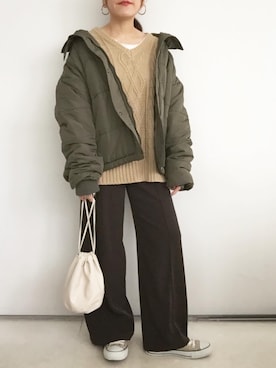 「AS KNOW AS PINKY（アズノゥアズピンキー）のアイテム（ブルゾン）」を使った、SACHIさん（レディース・150cm）の秋コーディネート