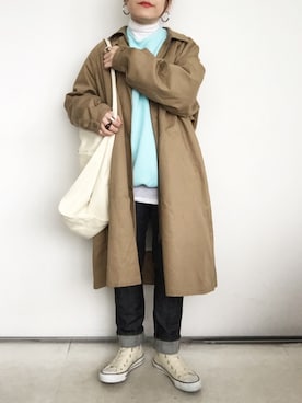「ネオンカラー」｜「アイテム（ステンカラーコート）」を使った、SACHIさん（レディース・150cm）の春コーディネート