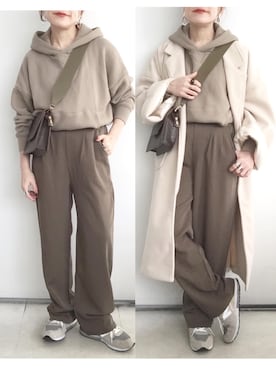 「JUNOAH（ジュノア）のアイテム（チェスターコート）」を使った、SACHIさん（レディース・150cm）の秋コーディネート