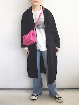 「CONVERSE（コンバース）のALL STAR HI（スニーカー）」を使った、SACHIさん（レディース・150cm）の秋コーディネート