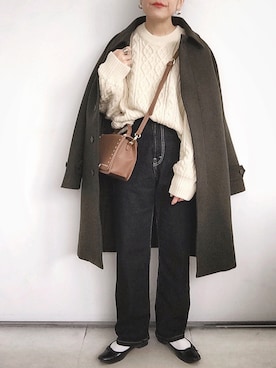 「オーバーコート」｜「アイテム（バレエシューズ）」を使った、SACHIさん（レディース・150cm）の冬コーディネート