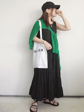 「meJane（ミージェーン）のアイテム（キャップ）」を使った、SACHIさん（レディース・150cm）の夏コーディネート