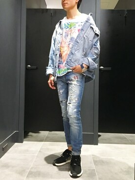 「Guess Jeans 」｜「アイテム（デニムジャケット）」を使った、GUESS JAPANさん（メンズ・176cm）の夏コーディネート