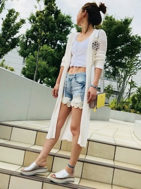 「Guess（ゲス）のアイテム（キャミソール）」を使った、GUESS JAPANさん（レディース・162cm）の夏コーディネート