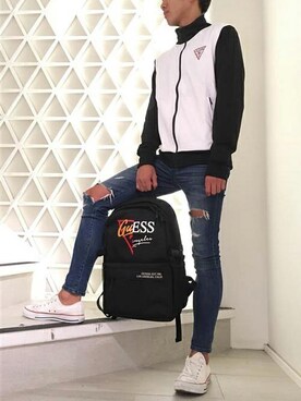 「Guess Jeans 」｜「アイテム（ブルゾン）」を使った、GUESS JAPANさん（メンズ・174cm）の秋コーディネート