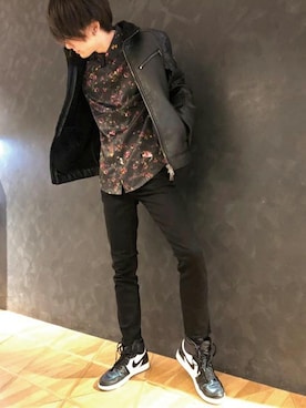 「Guess Jeans 」｜「アイテム（ライダースジャケット）」を使った、GUESS JAPANさん（メンズ・181cm）の秋コーディネート