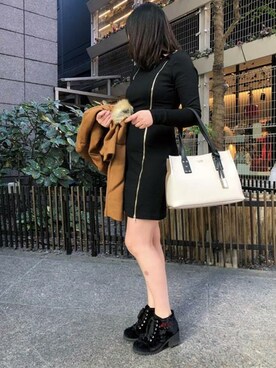 「Guess（ゲス）のアイテム（ドレス）」を使った、GUESS JAPANさん（レディース・163cm）の秋コーディネート