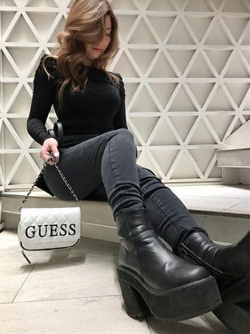 「Guess Jeans 」｜GUESS JAPANさん（レディース・153cm）の冬コーディネート