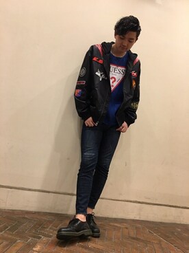 「Guess（ゲス）のアイテム（その他アウター）」を使った、GUESS JAPANさん（メンズ・188cm）の秋コーディネート