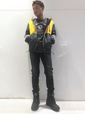 「アイテム（その他アウター、オレンジ系）」を使った、GUESS JAPANさん（レディース・173cm）の秋コーディネート