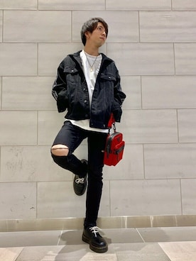 「Guess（ゲス）のアイテム（デニムジャケット）」を使った、GUESS JAPANさん（メンズ・173cm）の秋コーディネート