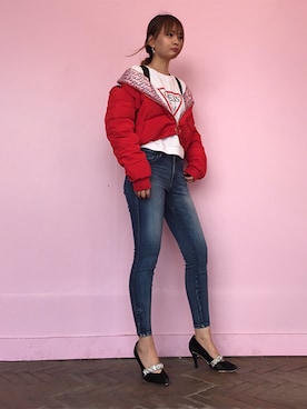 Guess LAURIE ジャケット Guess（ゲス）の「Laurie Laminate Stripe Padded Jacket