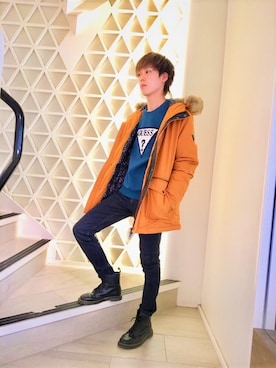 「Guess（ゲス）のアイテム（その他アウター）」を使った、GUESS JAPANさん（メンズ・173cm）の秋コーディネート