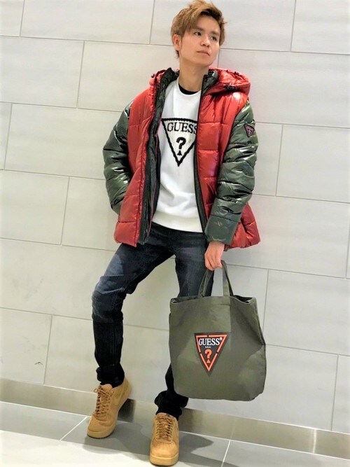 guess denim puffer jacket