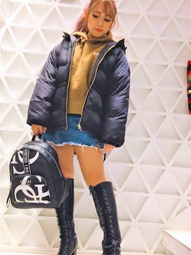 「Guess（ゲス）のアイテム（ダウンジャケット/コート）」を使った、GUESS JAPANさん（レディース・149cm）の冬コーディネート