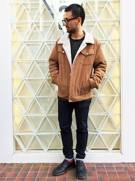 「Guess（ゲス）のアイテム（ニット/セーター）」を使った、GUESS JAPANさん（メンズ・167cm）の冬コーディネート