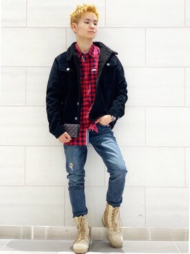 「Guess（ゲス）のアイテム（その他アウター）」を使った、GUESS JAPANさん（メンズ・168cm）の冬コーディネート
