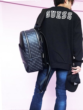 「Guess（ゲス）のアイテム（キャップ）」を使った、GUESS JAPANさん（メンズ・174cm）の冬コーディネート