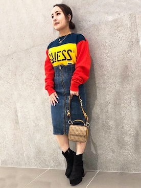 「Guess（ゲス）のアイテム（アクセサリー）」を使った、GUESS JAPANさん（レディース・151cm）の冬コーディネート