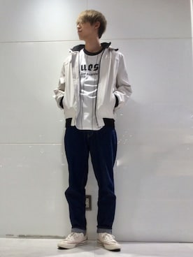 「Guess（ゲス）のアイテム（その他アウター）」を使った、GUESS JAPANさん（メンズ・178cm）の冬コーディネート