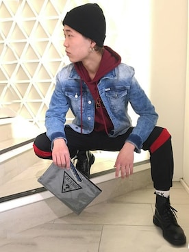 「guess渋谷」｜GUESS JAPANさん（レディース・173cm）の冬コーディネート