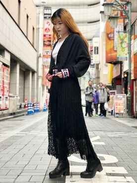 「Guess（ゲス）のアイテム（ジャージ）」を使った、GUESS JAPANさん（レディース・153cm）の冬コーディネート