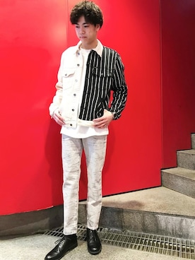 「Guess（ゲス）のアイテム（デニムジャケット）」を使った、GUESS JAPANさん（メンズ・179cm）の春コーディネート