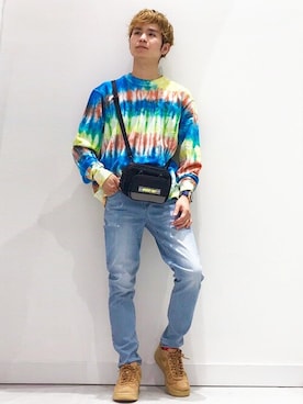 「タイダイ」｜GUESS JAPANさん（メンズ・168cm）の春コーディネート
