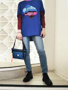 「guess渋谷」｜GUESS JAPANさん（レディース・173cm）の夏コーディネート