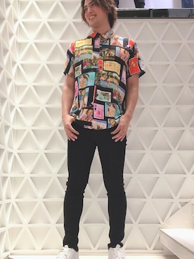 「柄シャツコーデ」｜GUESS JAPANさん（メンズ・179cm）の夏コーディネート