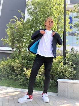 「Tシャツ×デニム」｜「アイテム（ジャケット/アウター）」を使った、GUESS JAPANさん（メンズ・184cm）の秋コーディネート