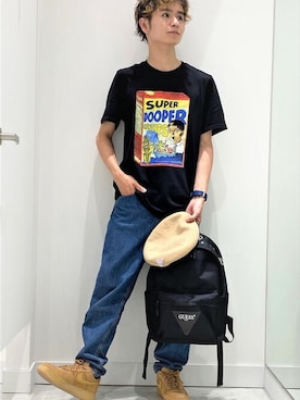 「Guess（ゲス）のアイテム（ハンチング/ベレー帽）」を使った、GUESS JAPANさん（メンズ・168cm）の秋コーディネート