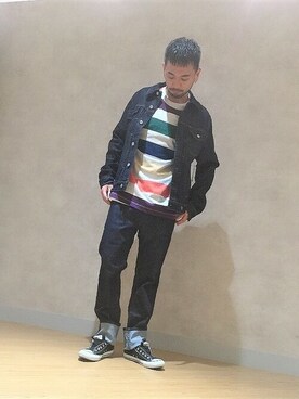 「Guess Jeans 」｜「アイテム（デニムジャケット）」を使った、GUESS JAPANさん（メンズ・167cm）の秋コーディネート