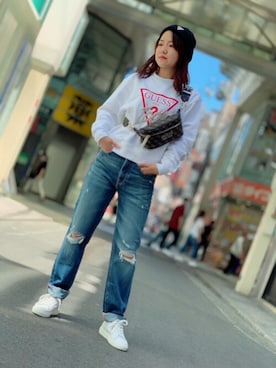 「Guess（ゲス）のアイテム（帽子）」を使った、GUESS JAPANさん（レディース・158cm）の秋コーディネート