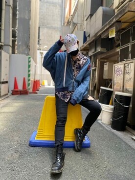 「Guess（ゲス）のアイテム（ブルゾン）」を使った、GUESS JAPANさん（メンズ・175cm）の夏コーディネート