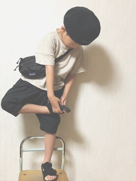 「こども ビームス（コドモビームス）のアイテム（ハンチング/ベレー帽）」を使った、YAMORIさん（キッズ・110cm）の春コーディネート