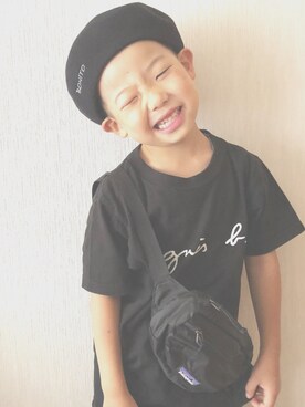 「こども ビームス（コドモビームス）のアイテム（ハンチング/ベレー帽）」を使った、YAMORIさん（キッズ・110cm）の夏コーディネート