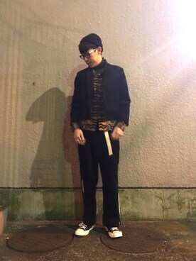 「SASQUATCHfabrix.（サスクワァッチファブリックス）のアイテム」を使った、テンチュー竹内健さん（メンズ・177cm）の冬コーディネート