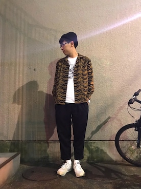 「SASQUATCHfabrix.（サスクワァッチファブリックス）のアイテム」を使った、テンチュー竹内健さん（メンズ・177cm）の冬コーディネート