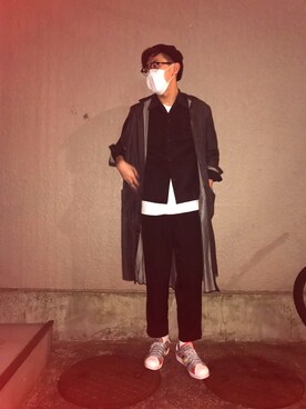 「SASQUATCHfabrix.（サスクワァッチファブリックス）のアイテム」を使った、テンチュー竹内健さん（メンズ・177cm）の冬コーディネート