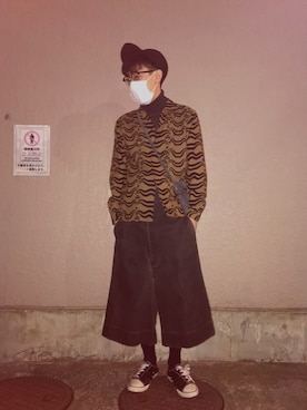「SASQUATCHfabrix.（サスクワァッチファブリックス）のアイテム」を使った、テンチュー竹内健さん（メンズ・177cm）の春コーディネート
