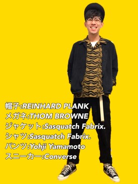 「SASQUATCHfabrix.（サスクワァッチファブリックス）のアイテム」を使った、テンチュー竹内健さん（メンズ・177cm）の春コーディネート