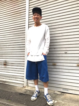 「TAKAHIROMIYASHITATheSoloIst.（タカヒロミヤシタザソロイスト）のアイテム（スニーカー）」を使った、テンチュー竹内健さん（メンズ・177cm）の春コーディネート